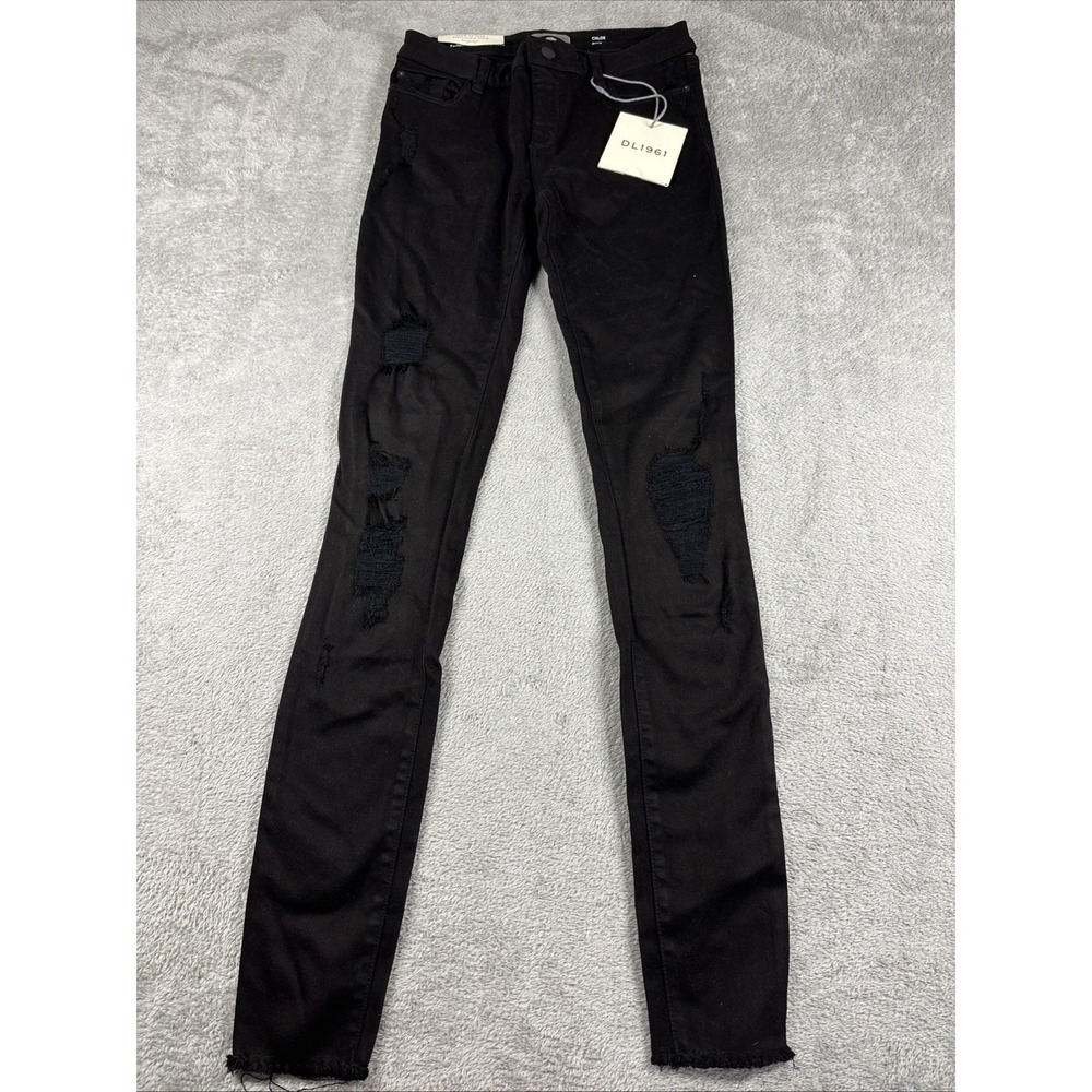 DL1961 Black Chloe Ripped Skinny Jeans Size 16 New